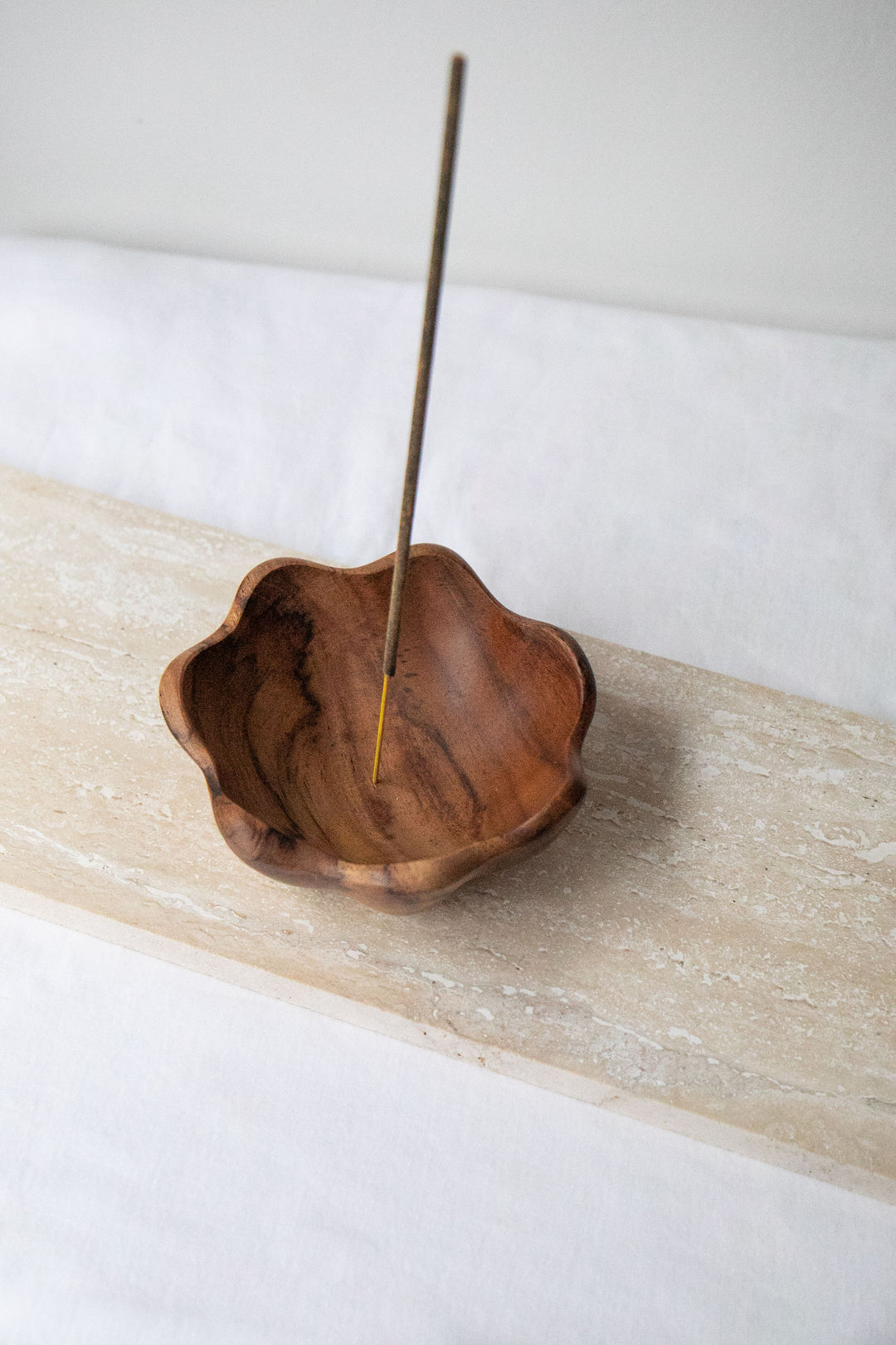 Flower Bowl Teak Wood Incense Holder