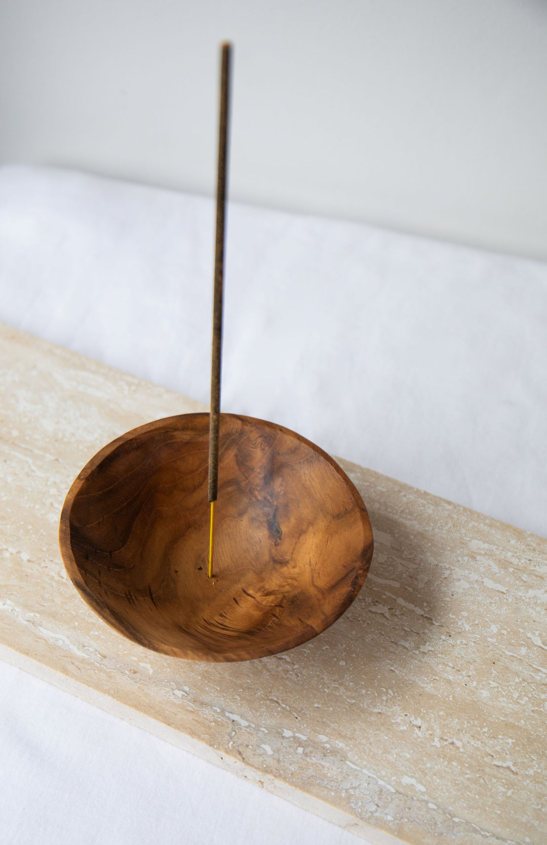 Zen Bowl Teak Wood Incense Holder